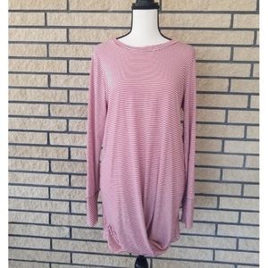 Elliott & Vine Stripe Long Sleeves Dress Twisted Hem